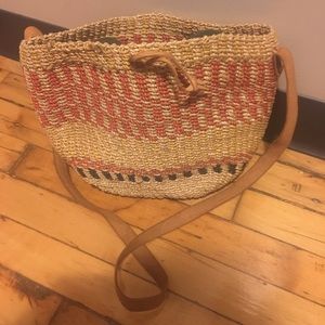 Cute colorful handwoven yellow bag from Kenya